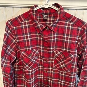 Eddie Bauer Red Flannel with blue and white accents